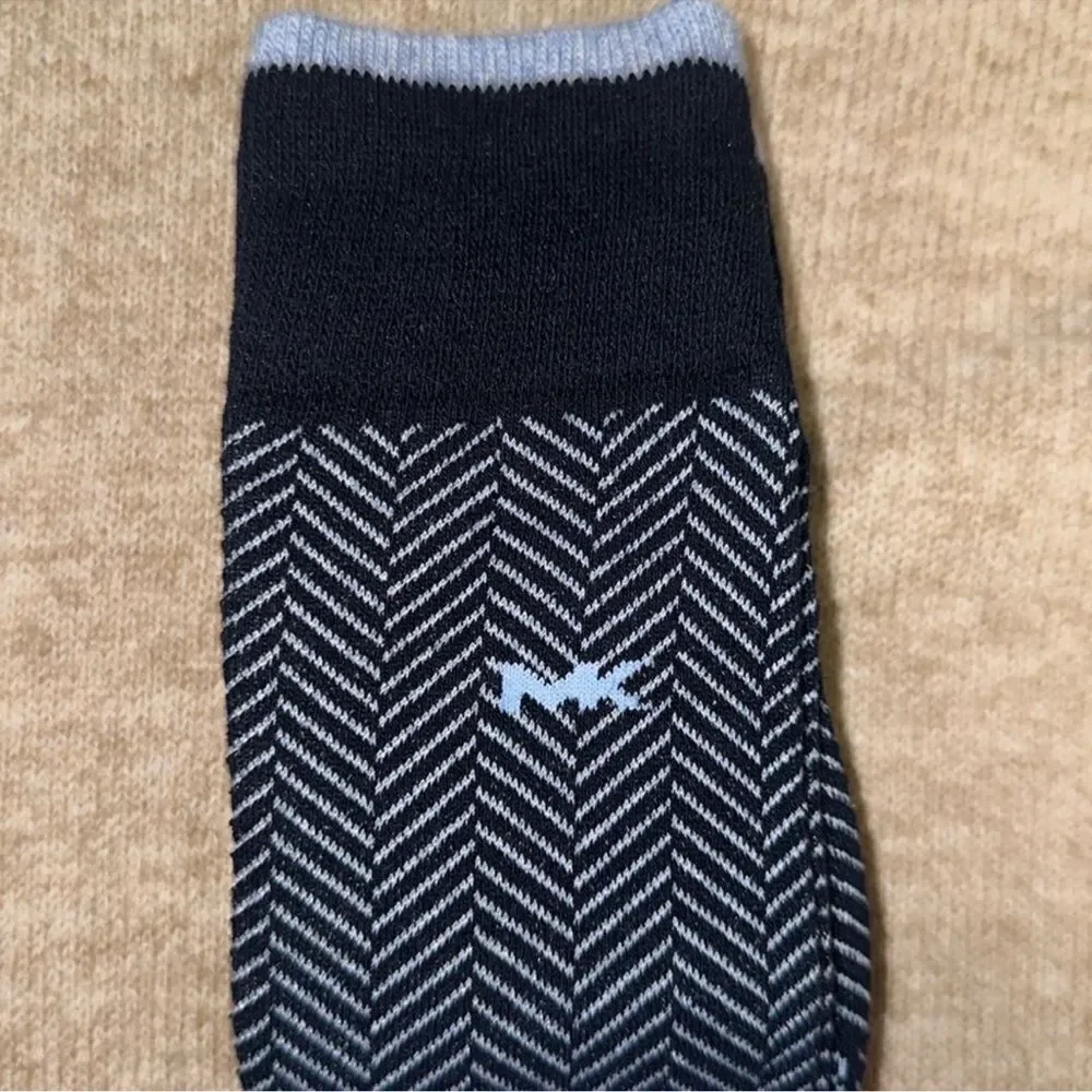 MK Men’s 3 pack Sky Midnight Blue Chevron Stripe Cotton Blend Dress Crew Socks